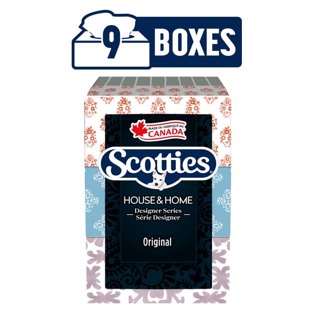 Scotties House & Home, 2-Ply Facial Tissue, 9 Boxes, 126 Tissues Per Box