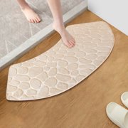 Dvkptbk Beige Fan Shaped Bathroom Rugs Non Slip, Super Soft and Water Absorbent Bath Mat, Machine Washable, Foam Quick Dry, Bath Rugs Carpet for Floor, Tub and Shower, Home Decor Accessories