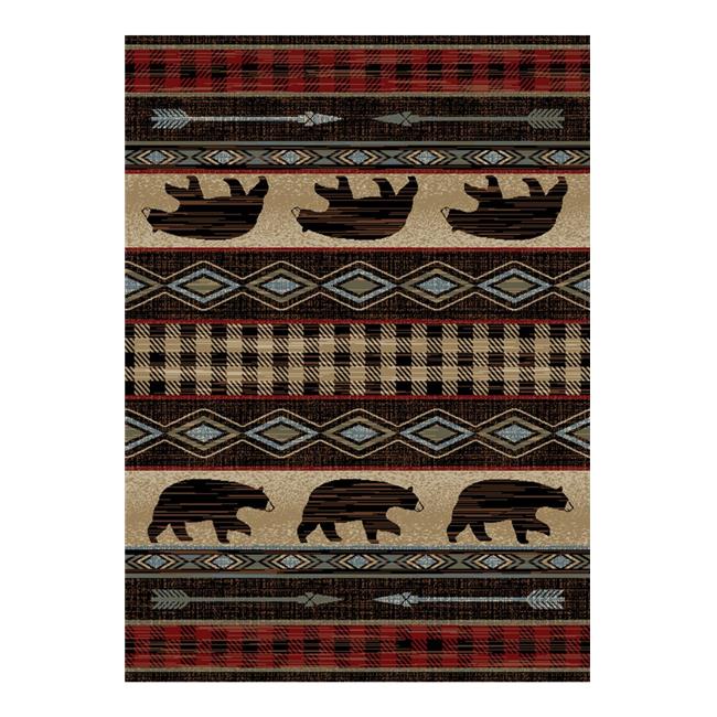 Mayberry Rug LK2020 5X8 5 ft. 3 in. x 7 ft. 7 in. Lodge King Bear Down Area Rug, Red
