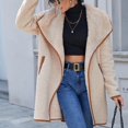 thumbnail image 4 of Veste Courte Femme Couleur Unie Grand Col à Revers Poche en Peluche Récréative Manches Longues Veste pour Femmes en Solde, 4 of 8