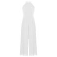 thumbnail image 3 of TiaoBug Girls Round Collar Sleeveless Pleated Beading Rhinestone Jumpsuit - High Waist Wide Leg for Party White 12, 3 of 5