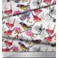 thumbnail image 2 of Soimoi Polyester Crepe Fabric Floral & Sparrow Bird Print Sewing Fabric Yard 42 Inch Wide, 2 of 3
