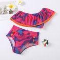 thumbnail image 4 of LSLJS Toddler Baby Girls Tie-Dye Ruffle Swimwear One Shoulder Bathing Suit Bikini Set, Baby Swimwear, 4 of 9