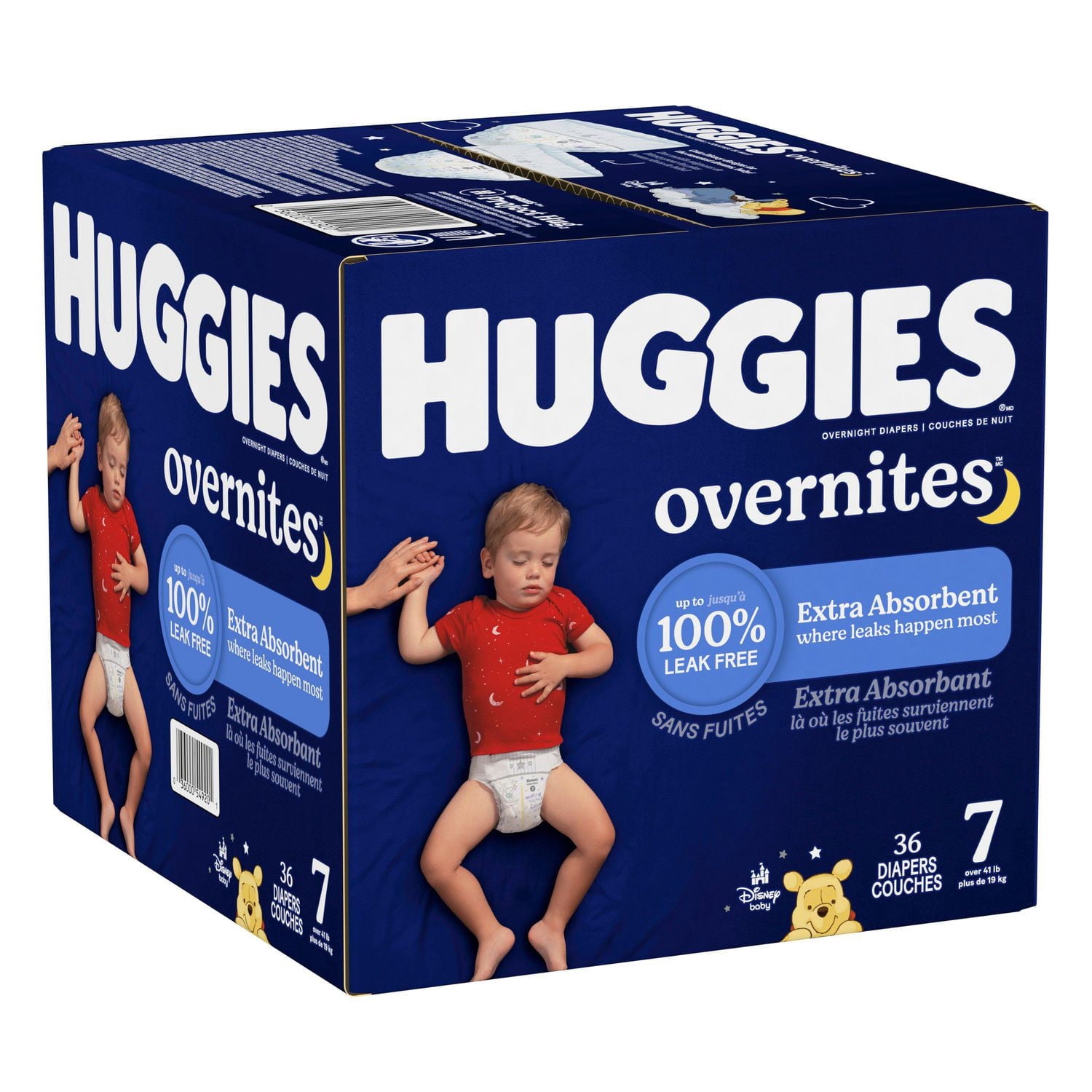 Couches pour bébé Huggies Overnites pour la nuit, taille 7 (plus de 19 kg [41 livres]), 36 unités