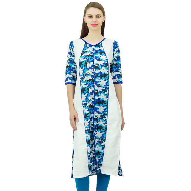 Phagun Cotton Straight Kurti Tunic With Front Button Casual Kurta