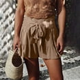 thumbnail image 2 of Timegard Cotton Linen Shorts for Women Elastic High Waisted Drawstring Smocked Flowy Beachwear Shorts, 2 of 7