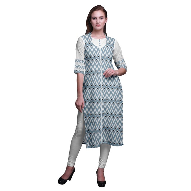 Bimba Kurti Droite Décontractée Imprimée Haut à Manches 3/4 Longue Kurta Robe pour Femmes