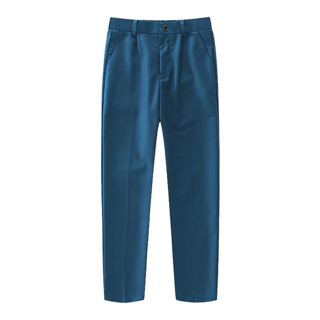 Boys Flat Front Dress Pants - Adjustable Waist, Zipper Fly - School Uniform Trousers - Polyester - 2-16 Years