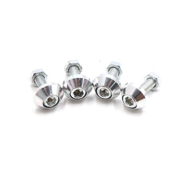 Unique Bargains 4Pcs Silver Tone Aluminum Alloy Car Motorcycle Decorative License Plate Screw
