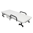 thumbnail image 1 of Giantex Lit Pliant pour Invités, Lit Simple avec Matelas et Cadre en Métal Robuste, Lit Pliant Réglable avec Sac de Rangement, Lit de Repos Portable avec Roulettes pour la Maison, le Bureau, l'Extérieur (Blanc), 1 of 8