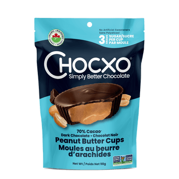 Chocxo Organic Dark Chocolate Peanut Butter Cups, 70% Cocao