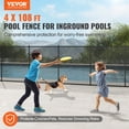 thumbnail image 2 of VEVOR Pool Fence, 4 x 108 FT Pool Fences for Inground Pools, Removable Child Safety Pool Fencing, Easy DIY Installation Swimming Pool Fence, 340gms Teslin PVC Pool Fence Mesh Protects Kids and Pets, 2 of 9