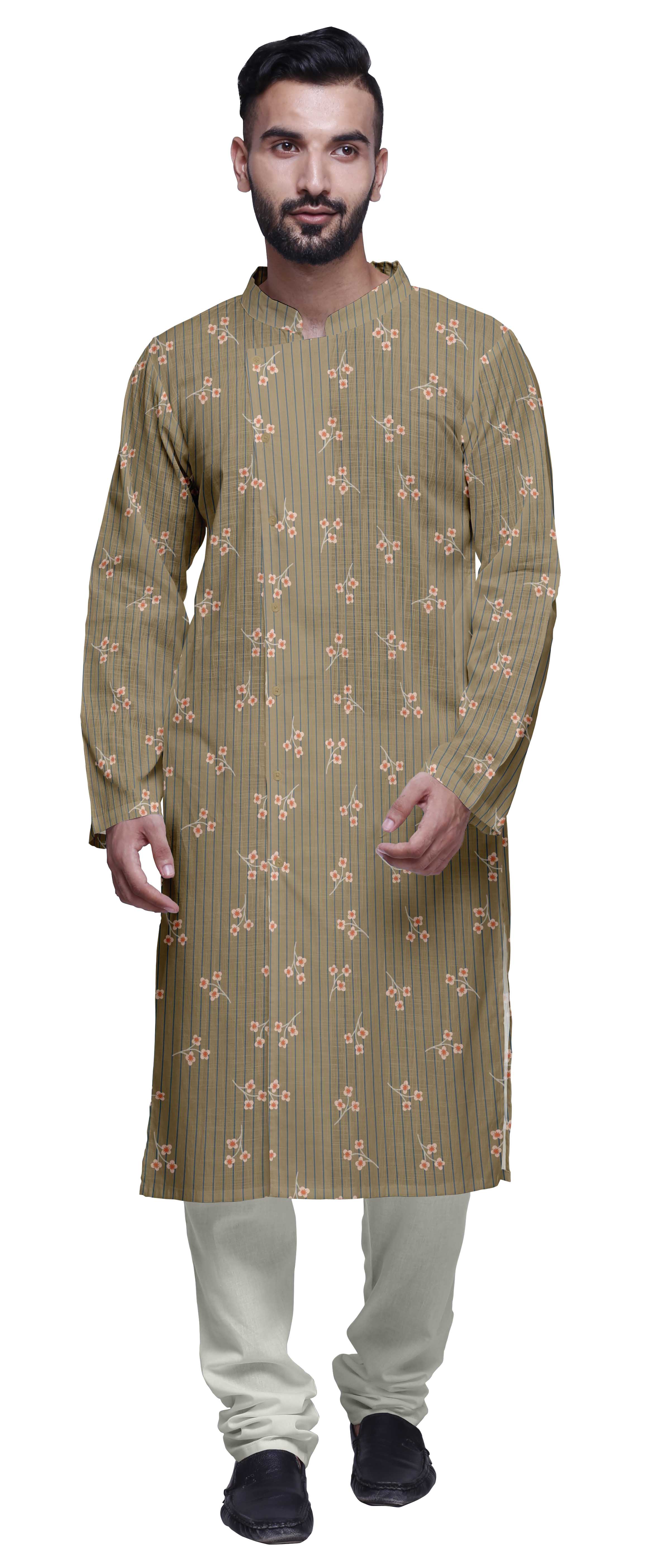 Atasi Designer Kurta Pajama For Men Printed Angrakha Style Casual Summer Clothing