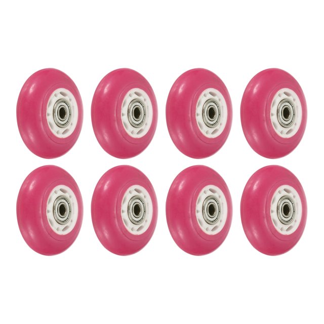 Unique Bargains Roues de Patin en Ligne avec Roulements 82A Remplacement de Patin, Rose Lot de 8. Huit Roues de Patin en Ligne en Polyuréthane Rose avec Noyaux Blancs et Roulements Intégrés, Idéales pour la modification Ou l'Entretien de Patin à Roulettes. Conçues pour le Patinage, les Planches à Roulettes et les Valises de Bagage. Dotées d'Un Matériau Antidérapant, Absorbant les Chocs avec une Bonne Résistance à l'Usure et un Rebond pour des Trajets Fluides sur des surfaces comme le Gravier et les Routes en Briques