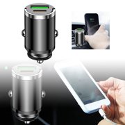 Fast Charging Car Charger, Mini USB Type-C Adapter, 2 Ports with Hidden Light, Overcharge Protection for Phones & Tablets