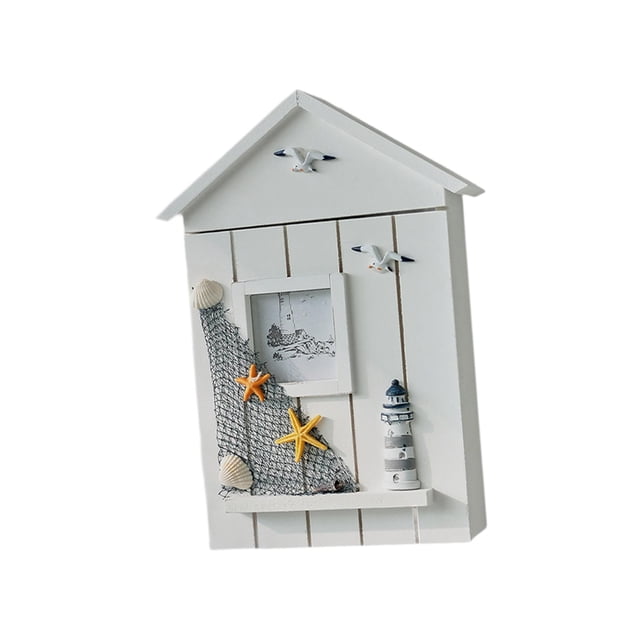 veasfak Mediterranean Style Key Cabinet Versatile for Living Rooms Apartment Doorway lighthouse pattern