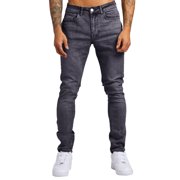 Men's Jeans Men's Slim Fit Stretch Jeans Ripped Skinny Jeans Distressed Straight Leg Pants Jeans Moto Homme Grey 32