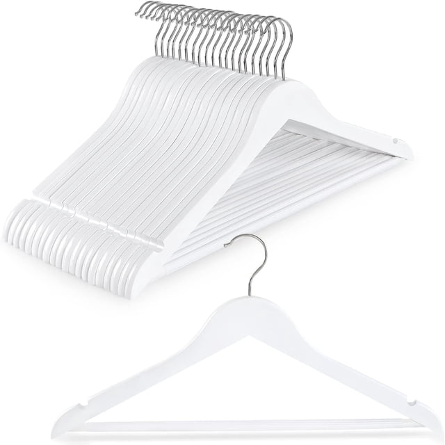 Wooden Hangers ( ) Natural Wooden Coat Hangers with Non Slip Pants Bar °Swivel Hook and Shoulder Notches for Suit Jacket Pants Smooth Finish Clothes Hangers CTN