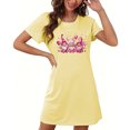 thumbnail image 4 of Chemises de Nuit pour Femmes, Douce Confortable Légère à Manches Courtes Robe de Nuit Confortable pour Dames à Imprimé Cœur Robes de Nuit pour Femmes Robe de Sommeil Jaune G, 4 of 5