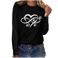 thumbnail image 1 of Besolor Tuniques Automne Printemps pour Femmes 2024 Imprimé Cœur Col Rond Manches Longues Chemises Décontractées Amples Blouse Tee, 1 of 3