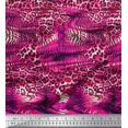 thumbnail image 1 of Soimoi Pink polyester Crepe Fabric Leopard & Tiger Animal Skin Decor Fabric Printed Yard 52 Inch Wide, 1 of 3