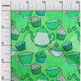 thumbnail image 2 of oneOone Cotton Poplin Light Green Fabric Tea Party Kettle Craft Projects Decor Fabric Printed By The Yard 42 Inch Wide, 2 of 5