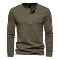 thumbnail image 1 of Yuyuzo Men Basic Tops Long Sleeve 1/4 Button Notch V Neck Cozy Fall Casual Shirts Blouse Solid Color, 1 of 5