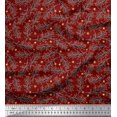 thumbnail image 1 of Soimoi Red Velvet Fabric Snowflake & Red Berries Fruits Print Sewing Fabric Yard 58 Inch Wide, 1 of 6