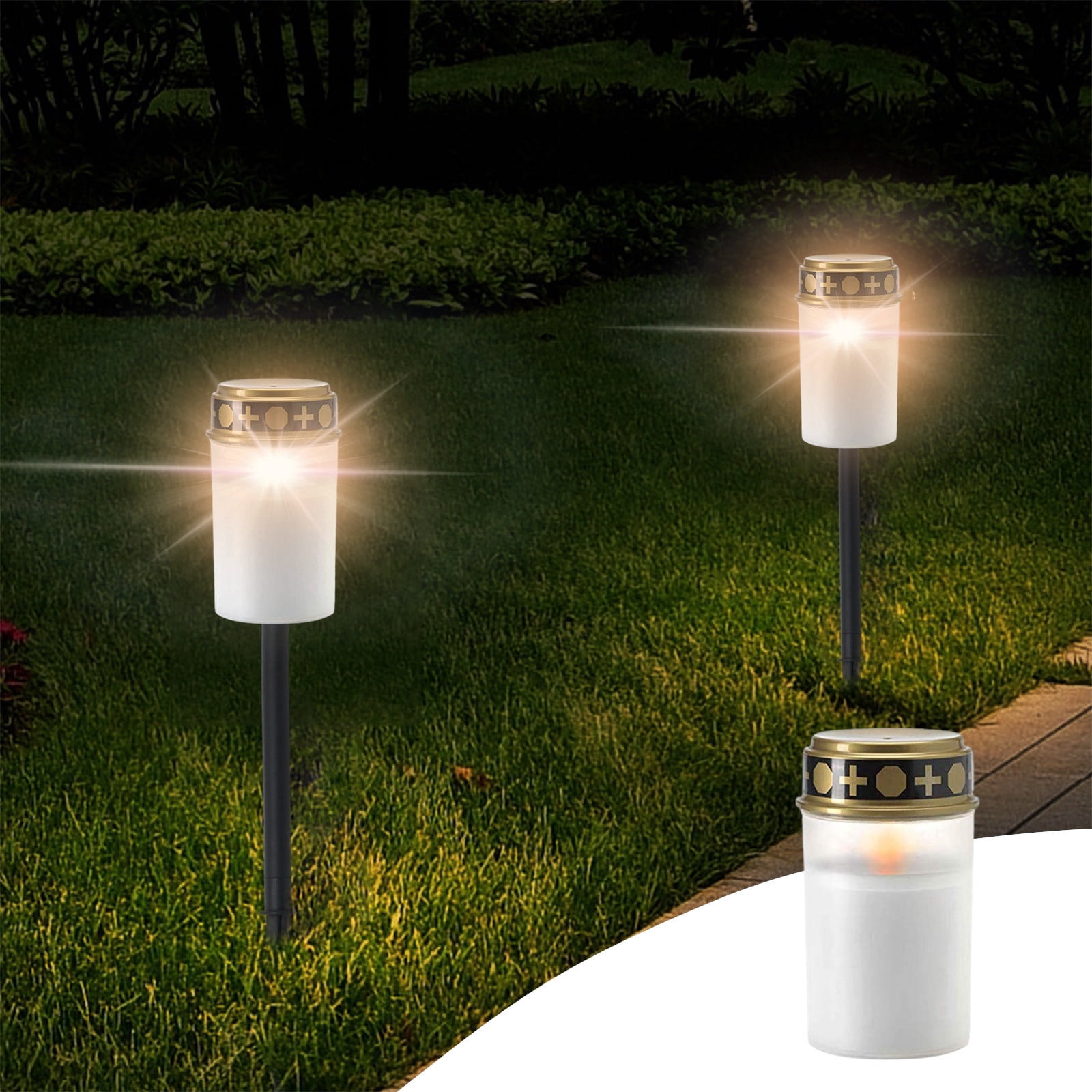 Chmadoxn Solar Lights Outdoor Solar Grave Light: Solar LED Grave Candle With Flickering Light And Battery solar light