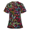 thumbnail image 2 of Hauts à Manches Courtes pour Femmes à Col en V Blouse T-shirt d'Uniforme de Travail pour Femmes, 2 of 3