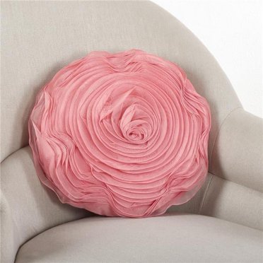 SARO 160.DR16R 16 in. Damasque Serviette Ronde Rose Design Poly Rempli Oreiller - Rose Poussiéreux