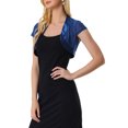 thumbnail image 4 of INSPIRE CHIC Boléro Court en Satin pour Femme à Manches Cap, Cardigan Court en Maille de Bureau TG Bleu, 4 of 6