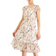thumbnail image 1 of INSPIRE CHIC Robe pour Femme à Imprimé Floral, Manches Volantées, Encolure Carrée, Ourlet à Volants, 1 of 6