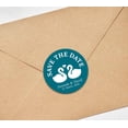 thumbnail image 3 of Darling Souvenir Round 45 Pcs Loving Swans Save The Date Stickers Personalized Bride Groom Names And Date Envelope Seals - Teal Blue, 3 of 4