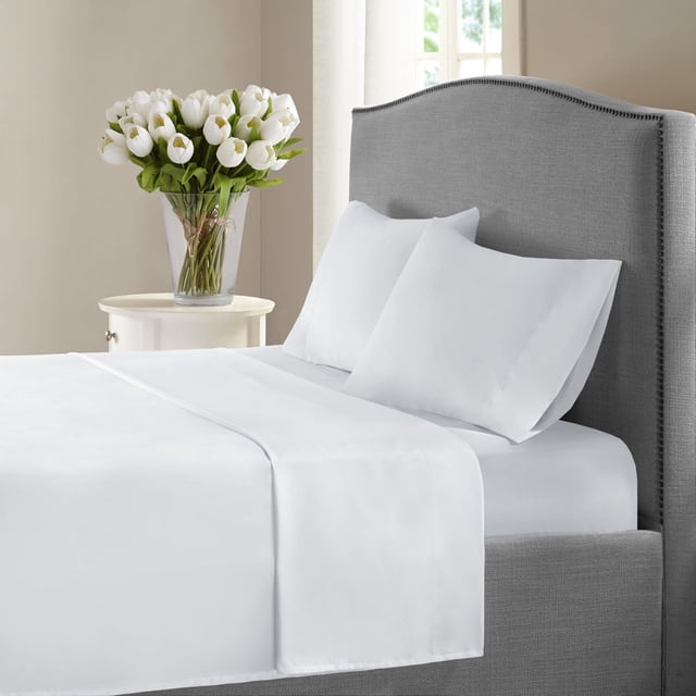 HLONK Fresh Linen 1200 Thread Count California King Size Deep Pocket Solid Cotton Sheet Set (California King