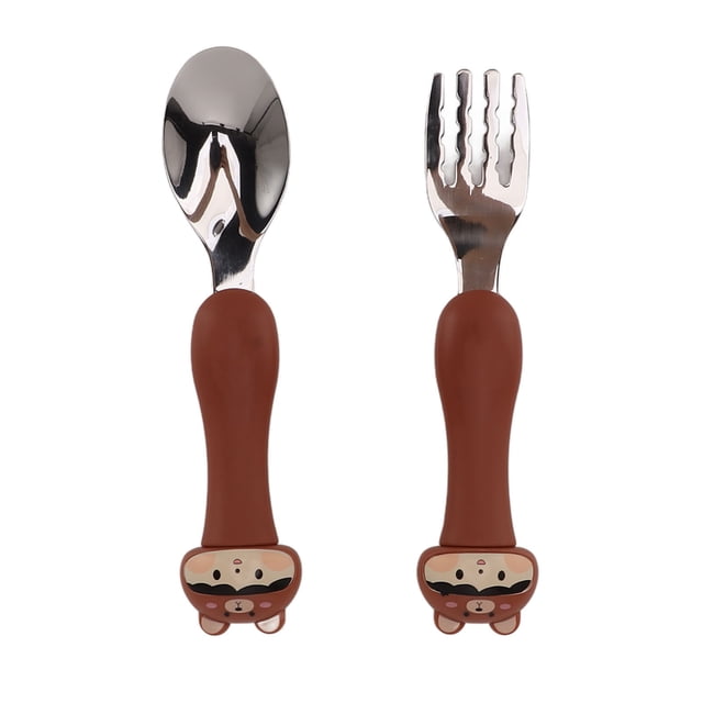 2 Pack Toddler Fork Spoon, Metal Toddler Cutlery Set Cartoon Spoon Tableware Kit Stainless Steel Forks And Spoons Comfortable To Handle Toddler Silverware With Storage Box