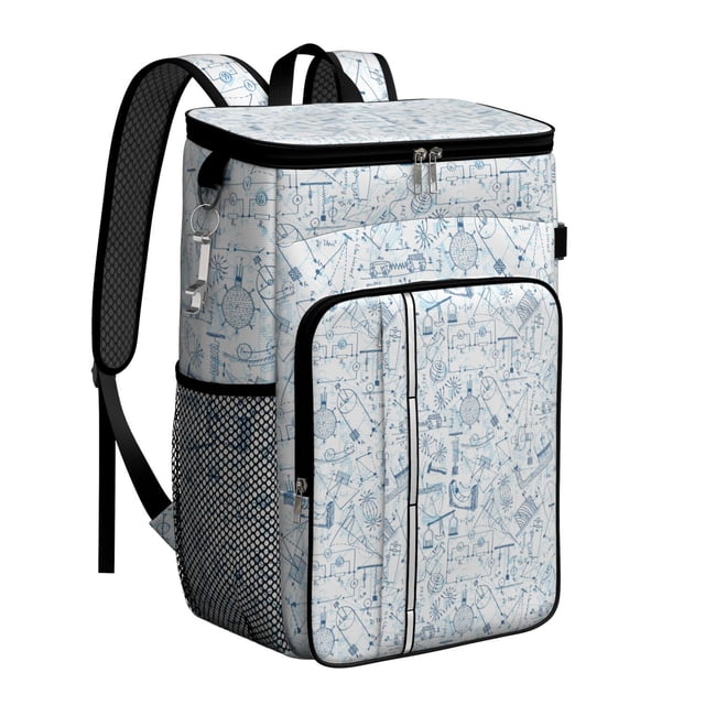 Scientific Knowledge Print Backpack Cooler, Leakproof and Waterproof Lunch Bag for Students and Biology Teachers