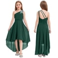 thumbnail image 3 of Oyolan Robe de Demoiselle d'Honneur Junior pour Fille, Perles, une Épaule, Ligne A, Mariage, Concours, Fête, Robe de Bal, Vert Armée, 16, 3 of 7