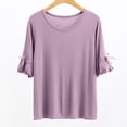 thumbnail image 2 of AherBiu Pajamas Tops for Women Oversized Ruffle 1/2 Sleeve Basic Layer Top Tees Shirts Comfy Soft Undershirts, 2 of 5
