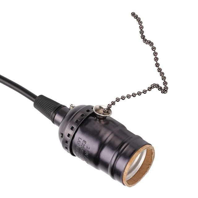 E27 Lamp Socket Vintage Pendant Light Holder With Pull Chain Switch Lamp Base Ceiling Mounted - Retro Pendant Lamp Holder