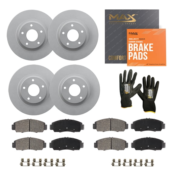 MAX Advanced Brakes - Brake Kit For 2010-2015 Chevy Camaro| Carbon Ceramic Brake Pad and Rotor Kit Front and Rear| Daily Driving Geomet Coated Brake Rotors