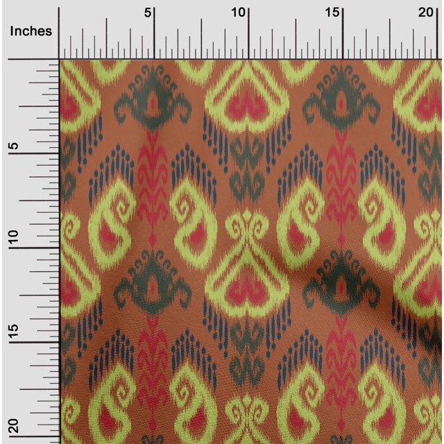 oneOone Polyester Lycra Fabric Swirl & Paisley Ikat Print Fabric BTY 56 Inch Wide