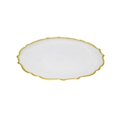 thumbnail image 1 of Classic Touch CD407AW Assiettes de Dîner Blanches en Albâtre avec Bordure Dorée, Ensemble de 4, 1 of 1