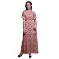 thumbnail image 1 of Bimba Robe Longue d'Été en Rayonne à Imprimé Artistique de Papillons, Manches Kimono, Fente, X-Grand, 1 of 6