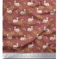 thumbnail image 1 of Soimoi Poly Georgette Fabric Dot,Leaves & Rabbit Animal Fabric Prints By Yard 42 Inch Wide, 1 of 3