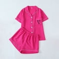 thumbnail image 2 of cfhntfmh Womens Pajama Sets Pj Set Cute Heart Print Short Sleeve Button down Shirt with Shorts 2 Piece Pjs Set, 2 of 4