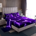 thumbnail image 1 of Erosebridal Ensemble de Draps Géométriques Violets Format Simple, Draps Alvéolés Simple, Décor Ombré Abstrait, 3 Pcs, 1 of 7