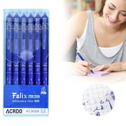 Blue Erasable Gel Pen, 6 Pcs Erasable Gel Ink Pens Retractable Pens Blue Ink Smooth Writing Pens 0.5Mm Point Pen schol Pens Women Men Pens 12Ml