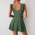 thumbnail image 4 of ylioge Womens Tankini One-Piece Ruffle Sleeveless Dresses Swimsuits Ladies Casual Solid Color Side Slit Crewneck Bathing Suits, 4 of 8