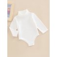 thumbnail image 3 of FOCUSNORM Infant Baby Spring Romper Solid Color Long Sleeve Turtleneck High Stretch Jumpsuit for Boys Girls, 3 of 9